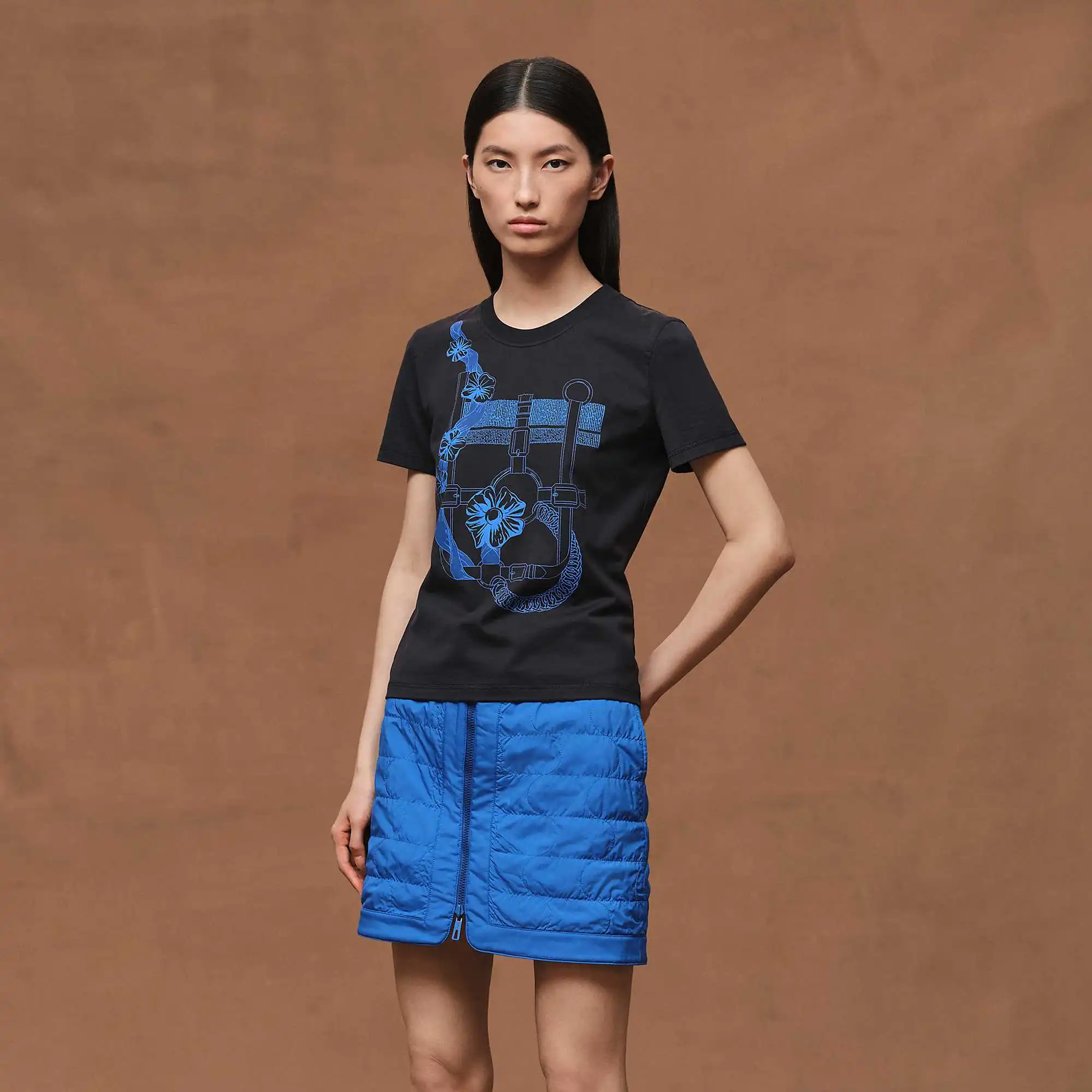 Hermes Hermes Printed Micro T-shirt Bleu Noir