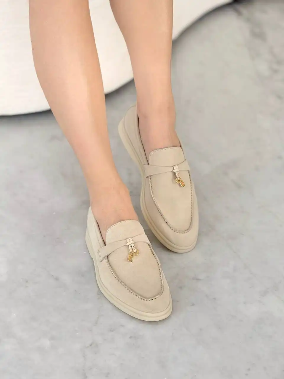Loro Piana Loro Piana Summer Charm Walk Loafers Colour Baby Cashmere GHW
