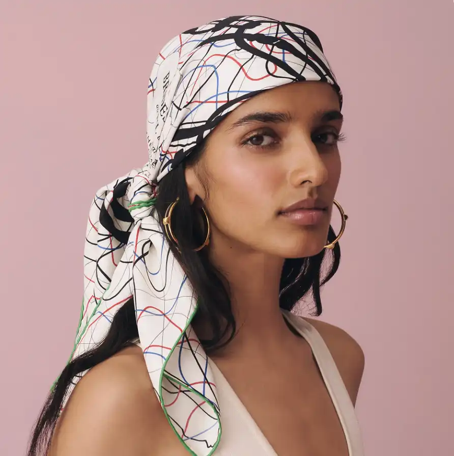 Hermes Brides de Gala au Fil de Soie scarf 90 Blanc White / Noir Black/ Rouge - photo 3