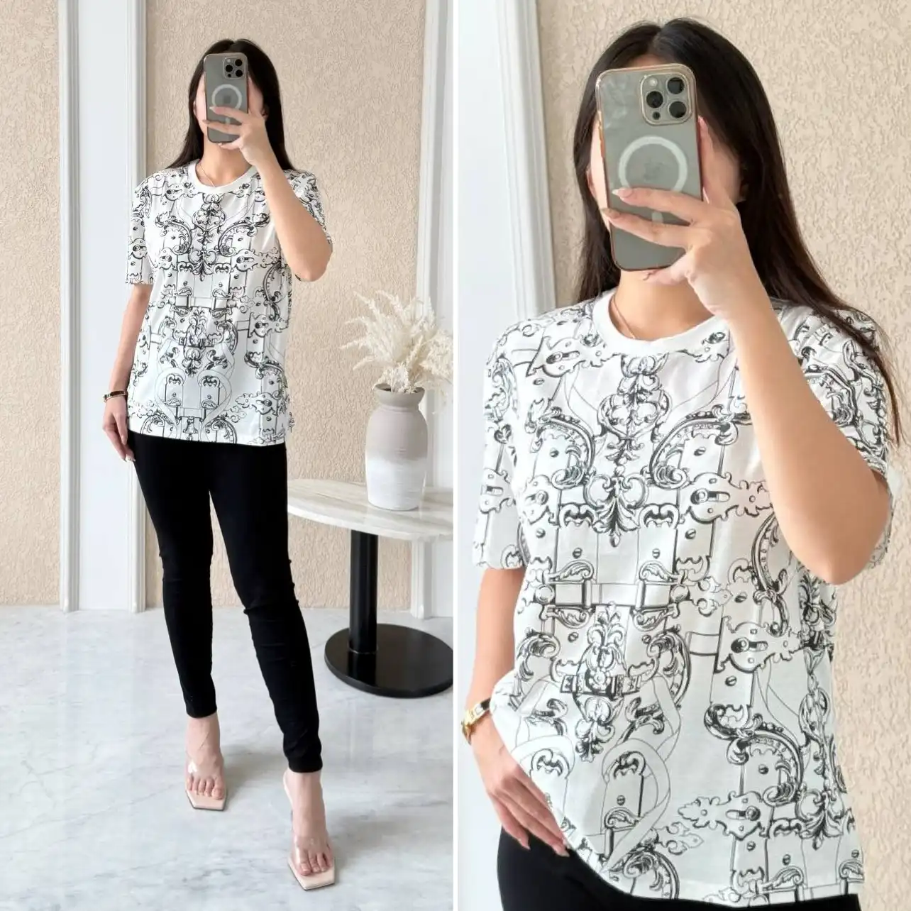 Hermes Hermes Tshirt Droit Imprime Blanc