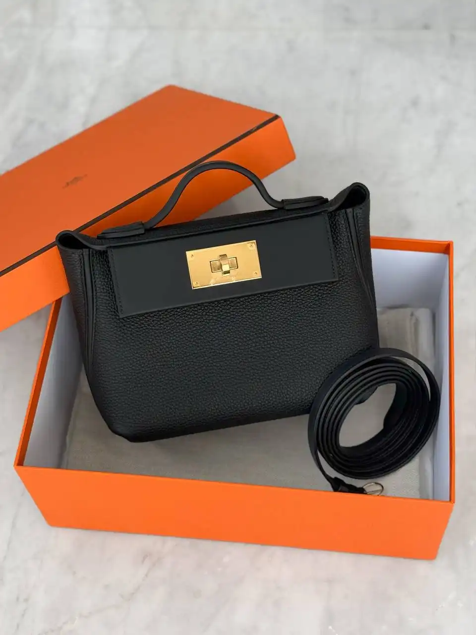 Hermes Hermes Mini 2424 Togo Black GHW