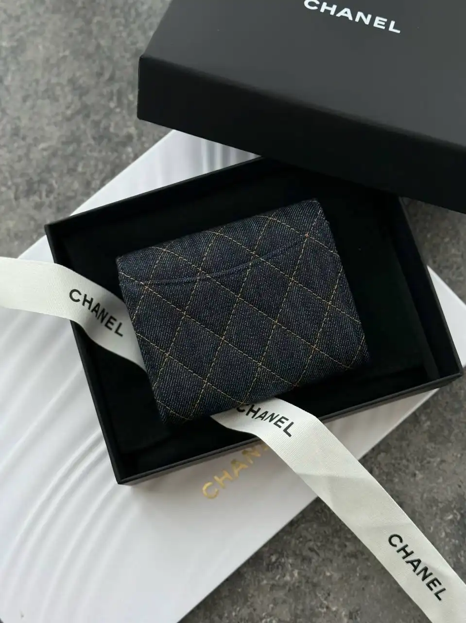 Chanel Small Wallet Trifold Denim GHW - photo 3