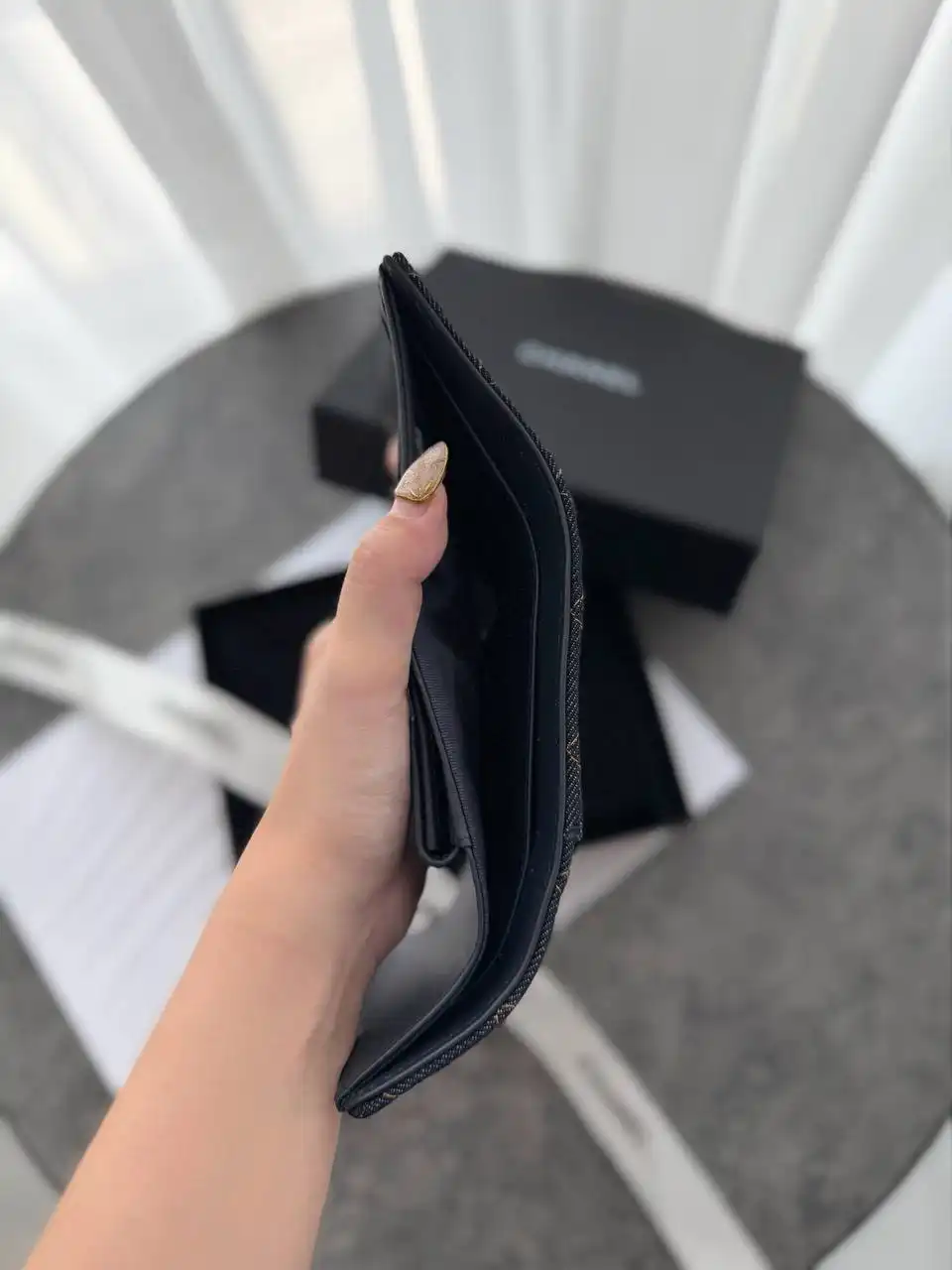 Chanel Small Wallet Trifold Denim GHW - photo 6