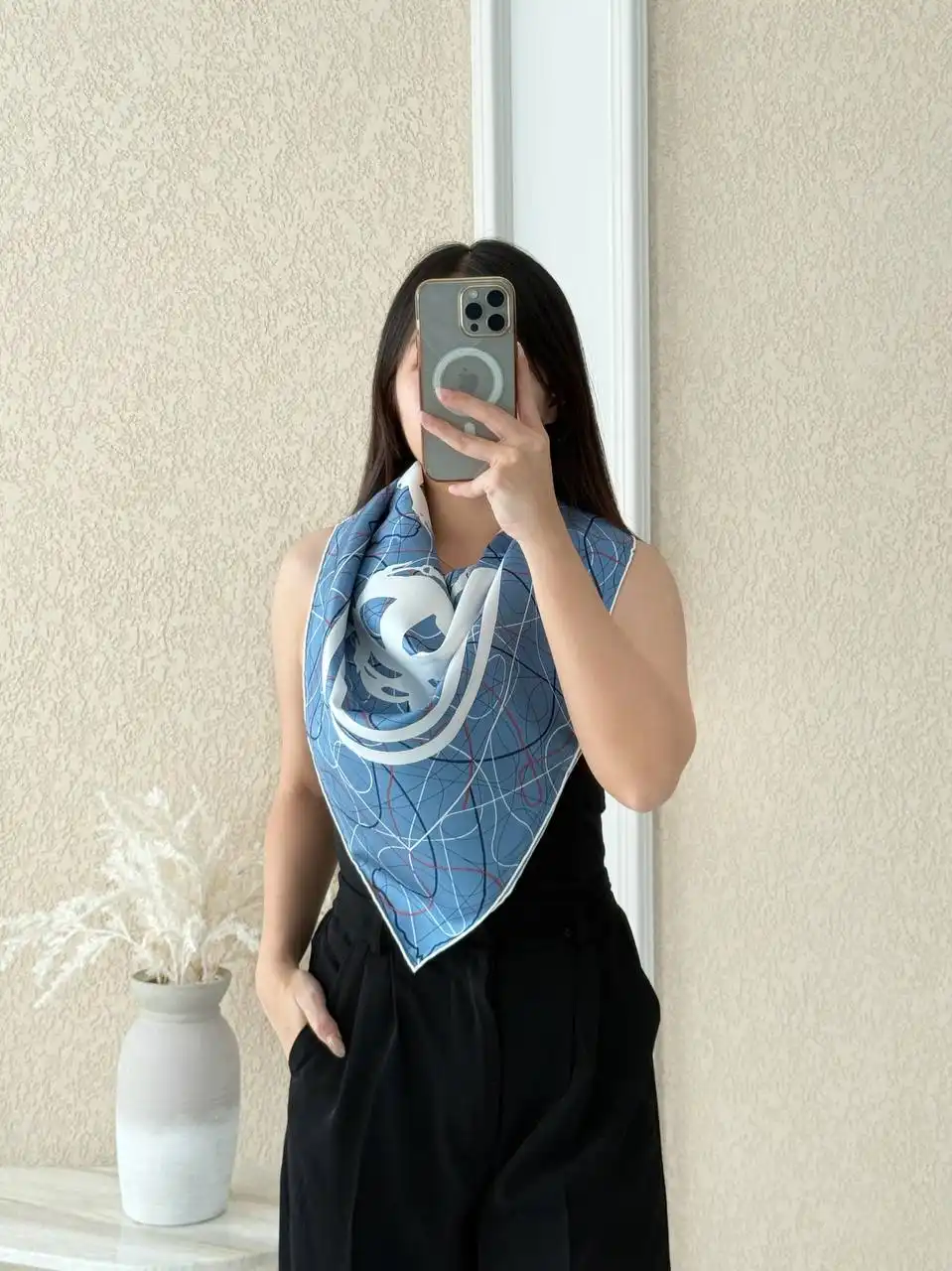 Hermes  Brides de Gala au Fil de Soie scarf 90 Bleu Jean / Blanc / Corail - photo 5