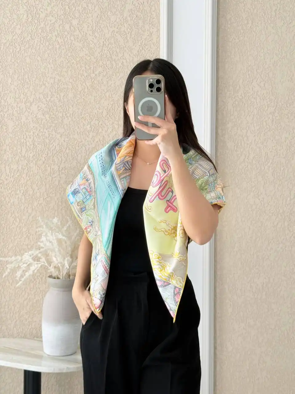 Hermes City of Light Scarf 90 Jaune / Celadon / Rose - photo 4