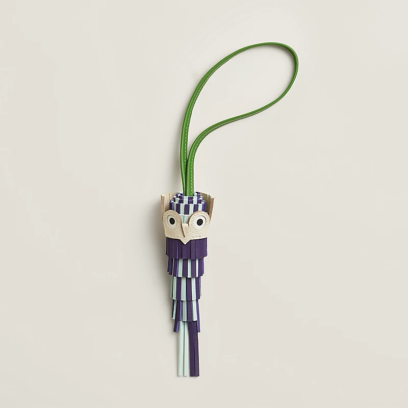 Hermes Accessoire de sac Chouette Purple / Vert Peppermint / Vert Yucca / Craie / Blanc - photo 6