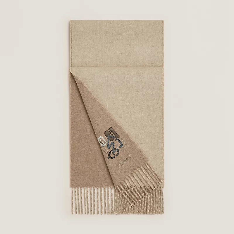 Hermes Hermes Recto-Verso PM H Puzzle Muffler Naturel / Beige Chine