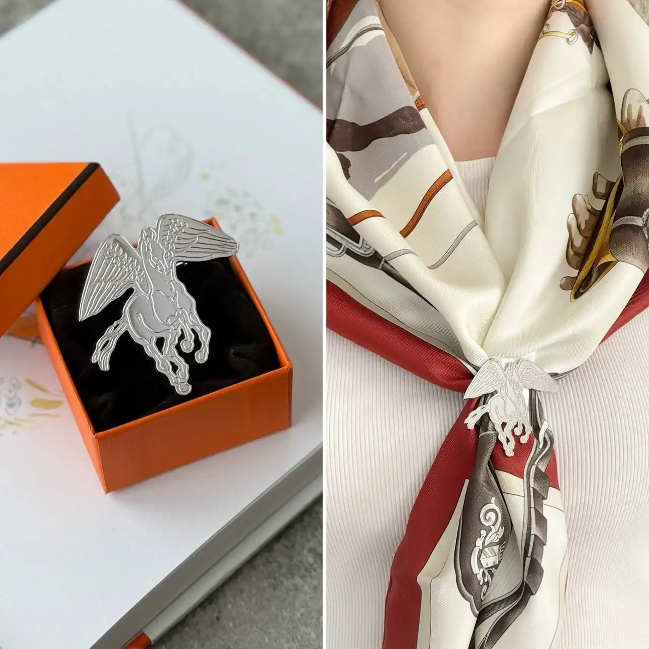 Hermes Hermes Scarf Ring Pegase Scarf Ring SHW
