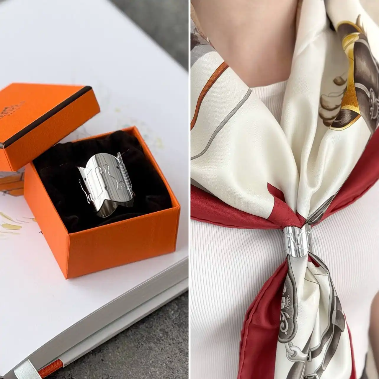 Hermes Hermes Scarf Ring Parthenon Scarf Ring PHW