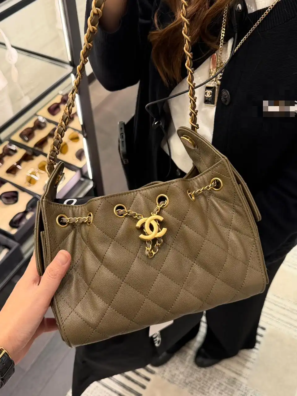 Chanel 25 / C25 Mini Khaki Caviar GHW - photo 5