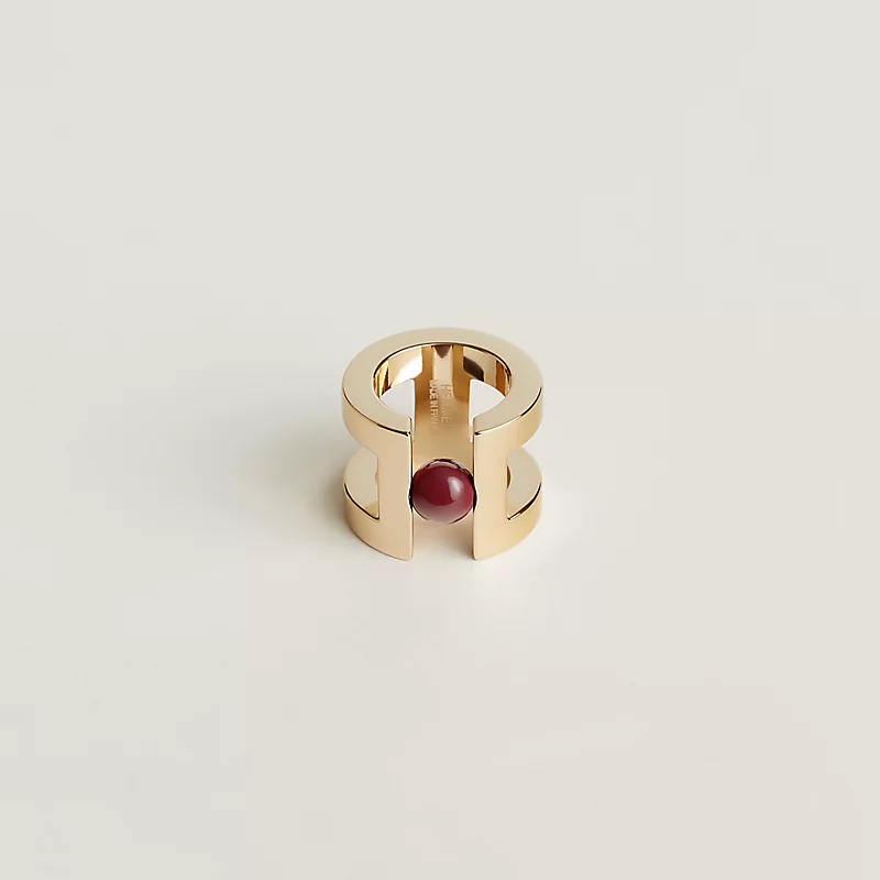 Hermes Mini H Perle Twilly ring GHW / Rouge H - photo 3