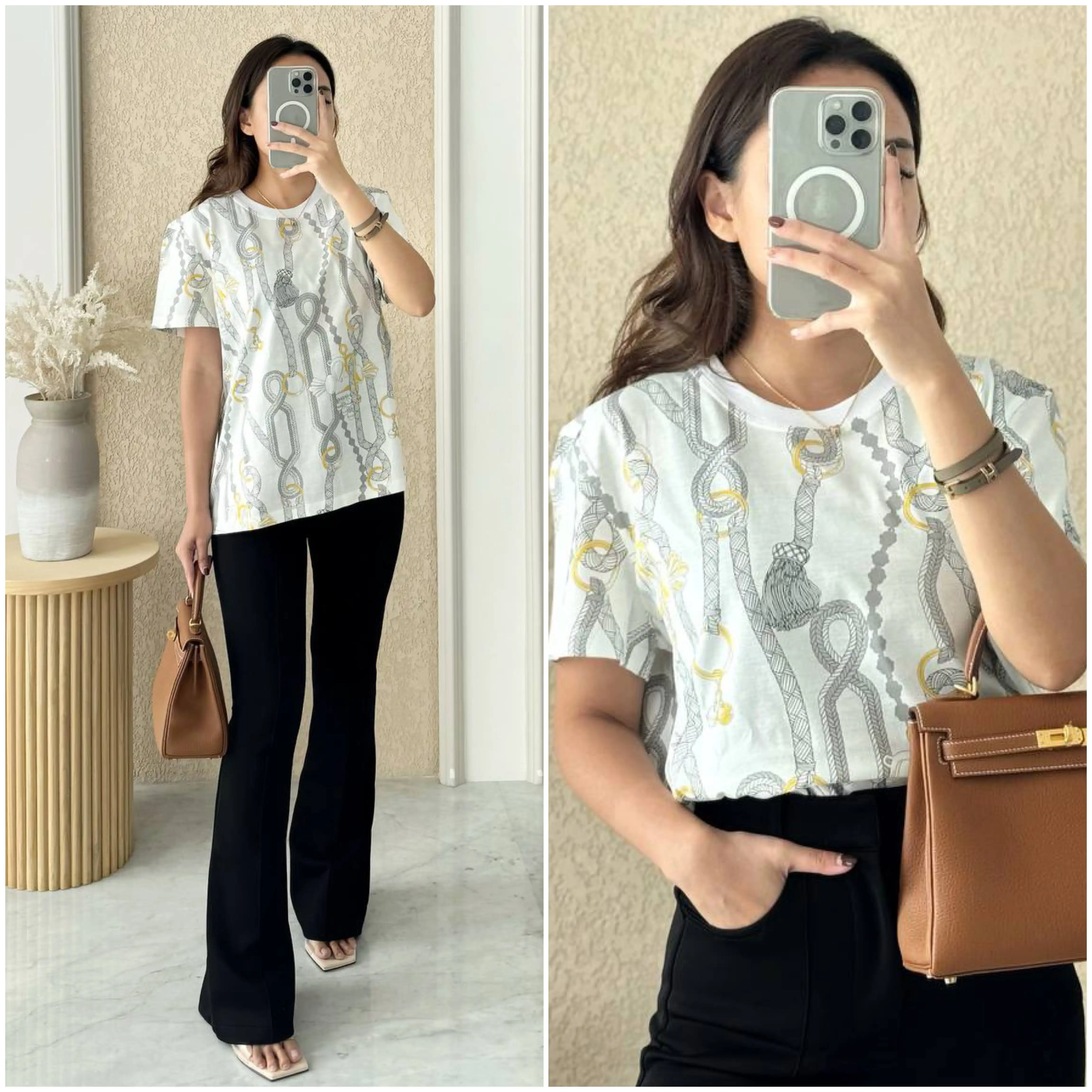 Hermes Hermes Palefroi Remix Straight T-shirt Blanc