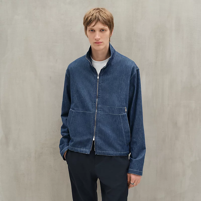 Hermes Hermes Zipped Denim Jacket Shirt Indigo Lave