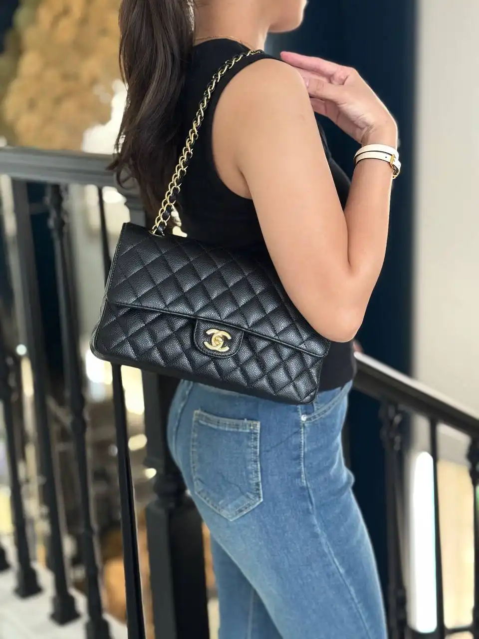 Chanel Medium Classic Double Flap Caviar Black GHW - photo 3