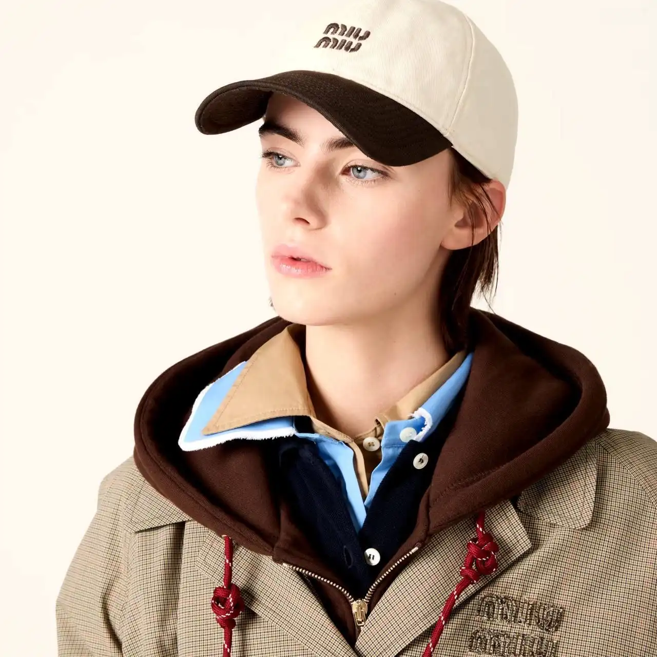 Miu Miu Drill Baseball Cap Chalk White / Ebony - photo 4