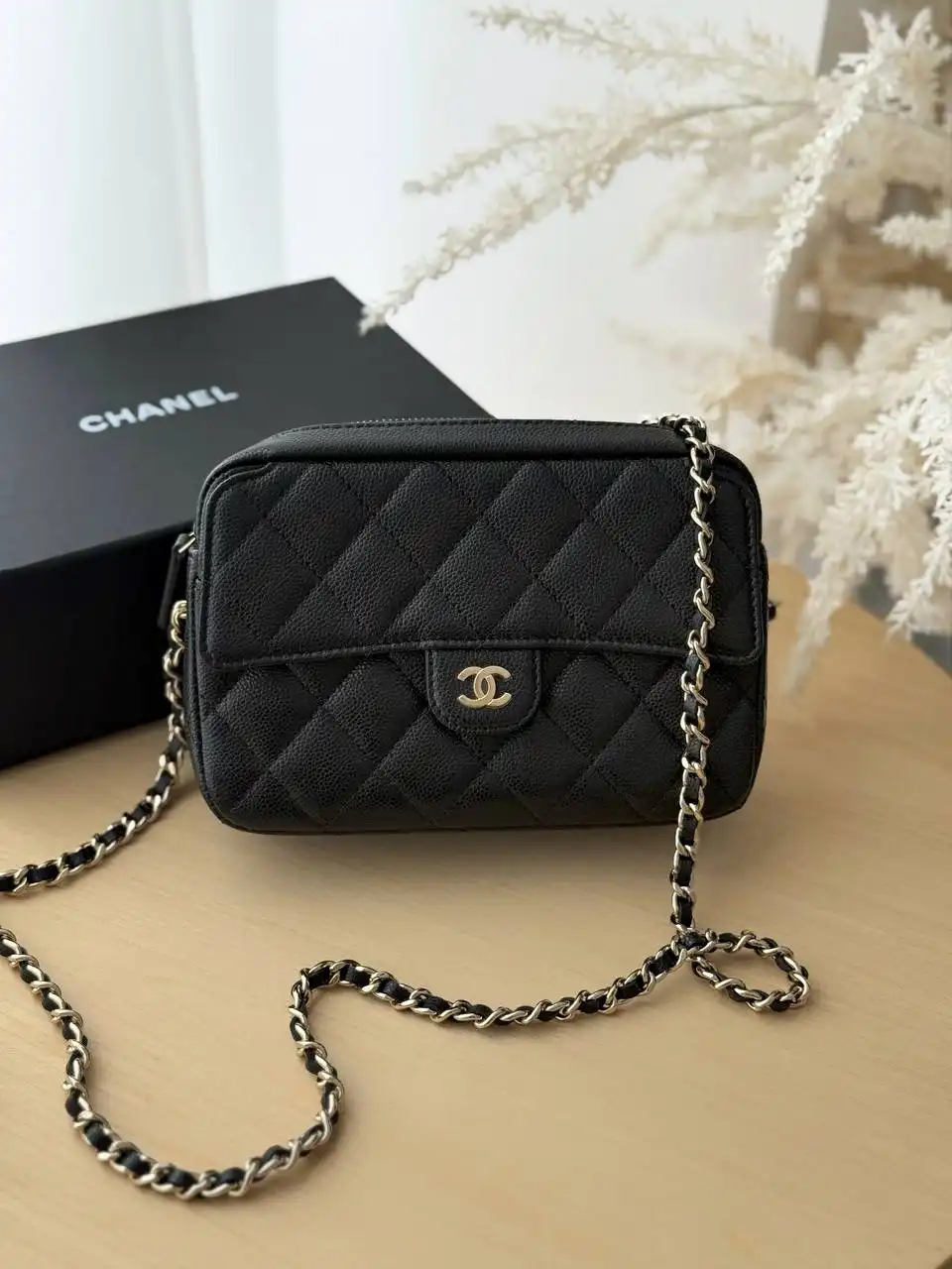 CHANEL Chanel Camera Bag Black Caviar GHW