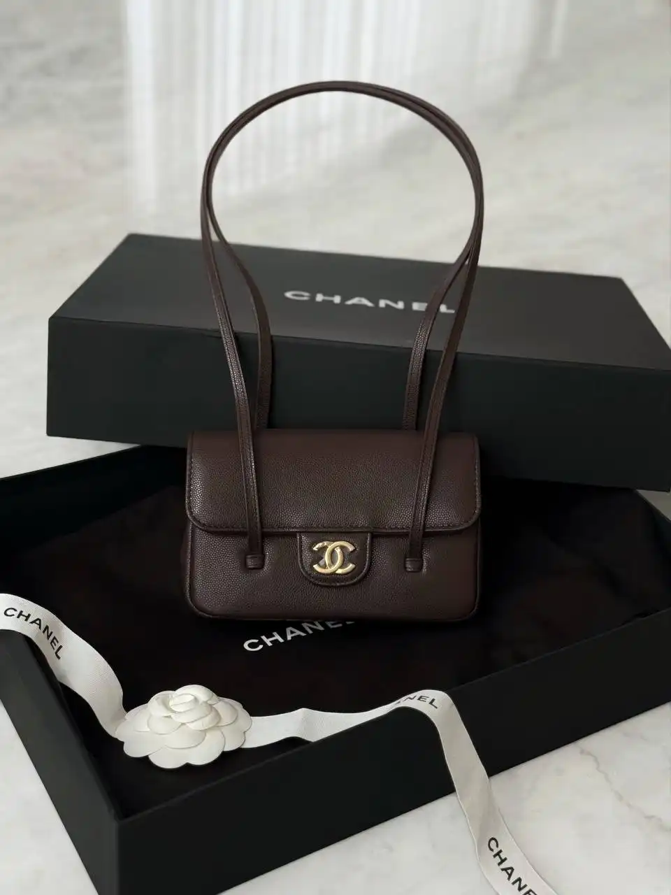 CHANEL Chanel 26 Preppy Coco Mini Dark Chocolate GHW