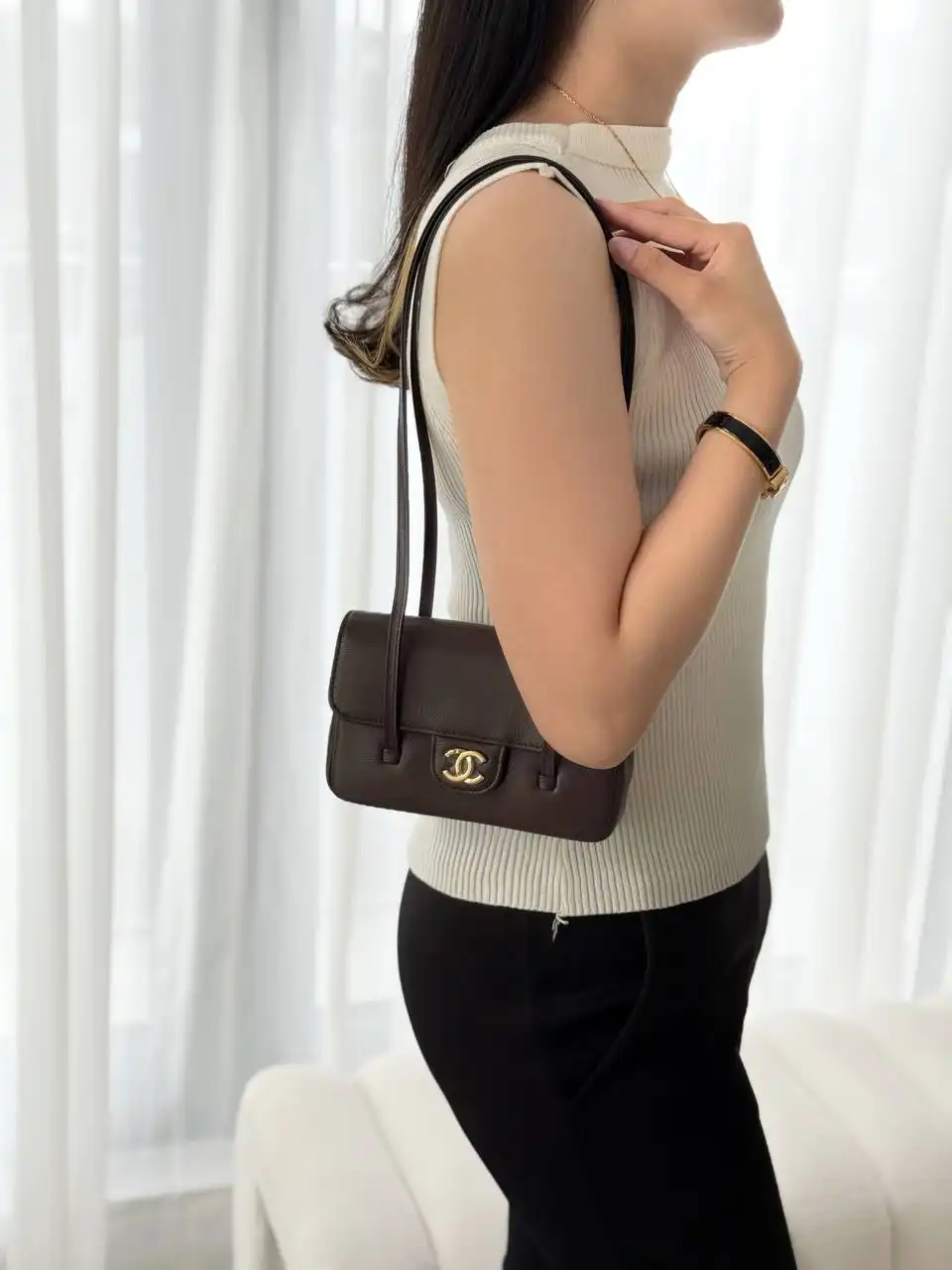 CHANEL Chanel 26 Preppy Coco Mini Dark Chocolate GHW