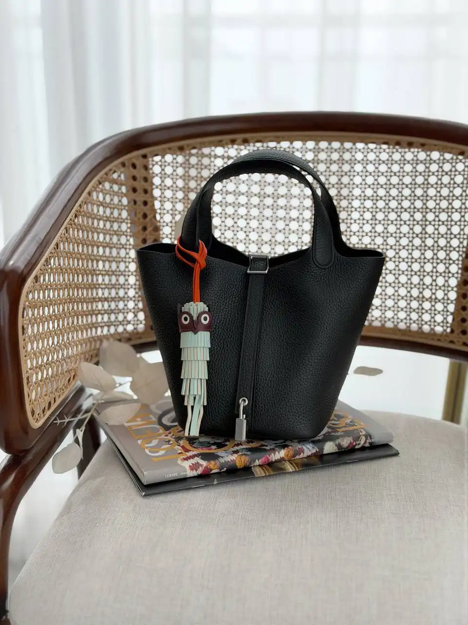 Hermes Hermes Accessoire de sac Chouette Vert Peppermint / Craie / Feu / Rouge H / Blanc