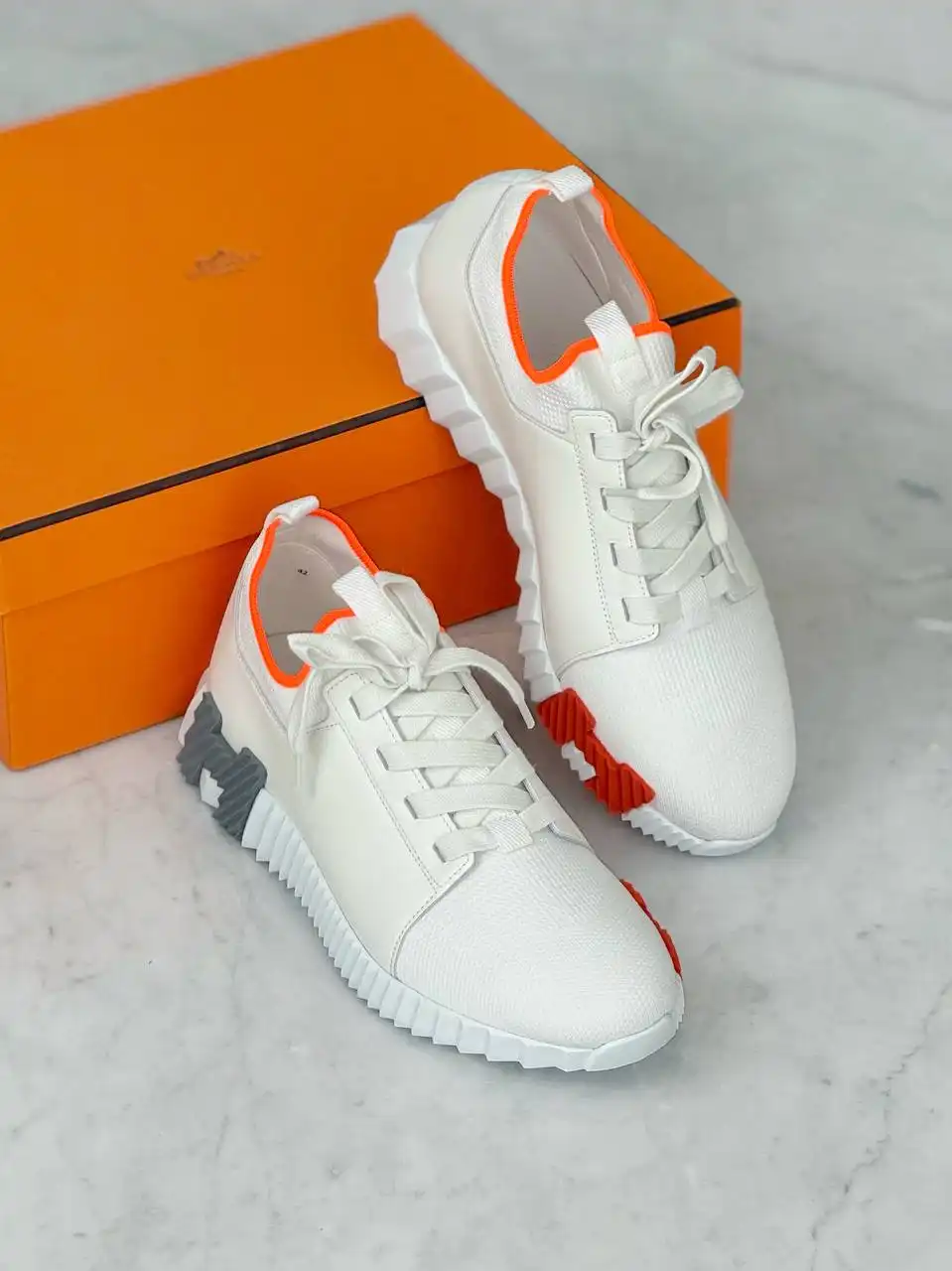 Hermes Hermes Sneakers Depart White / Orange Grey