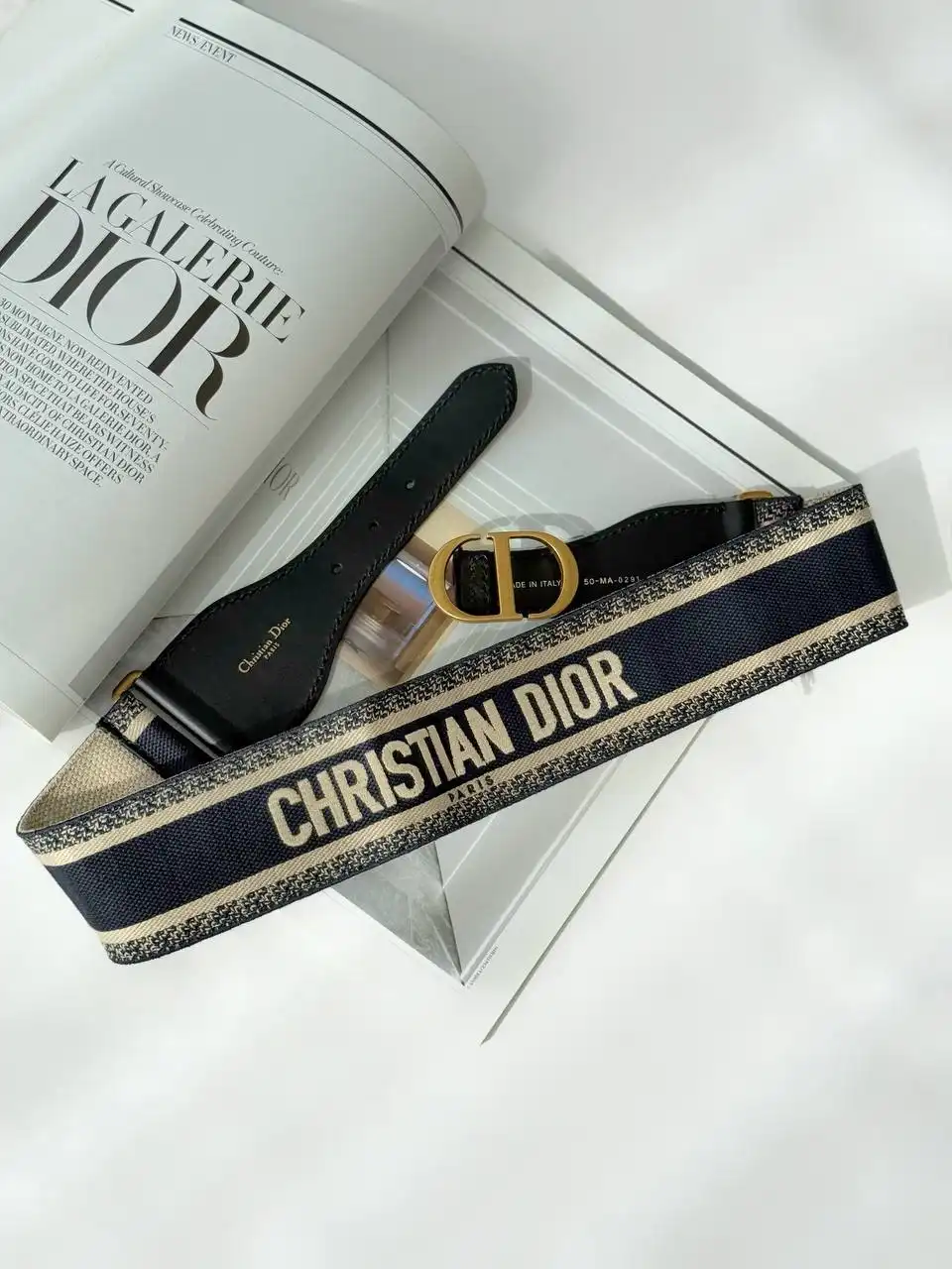 DIOR Christian Dior Waist Belt in Navy Oblique