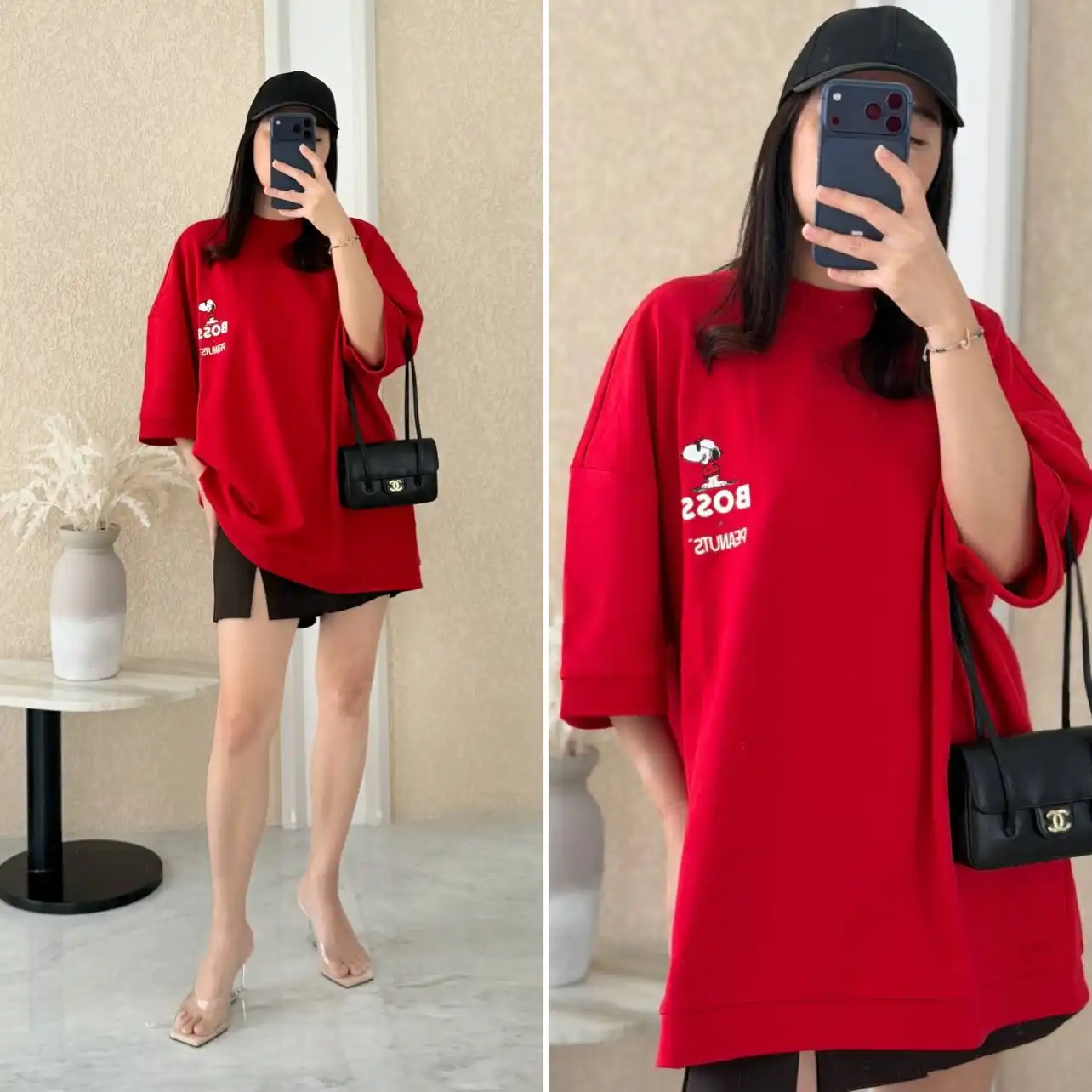 HUGO BOSS Hugo Boss Oversize Short Sweatshirt Snoopy Red