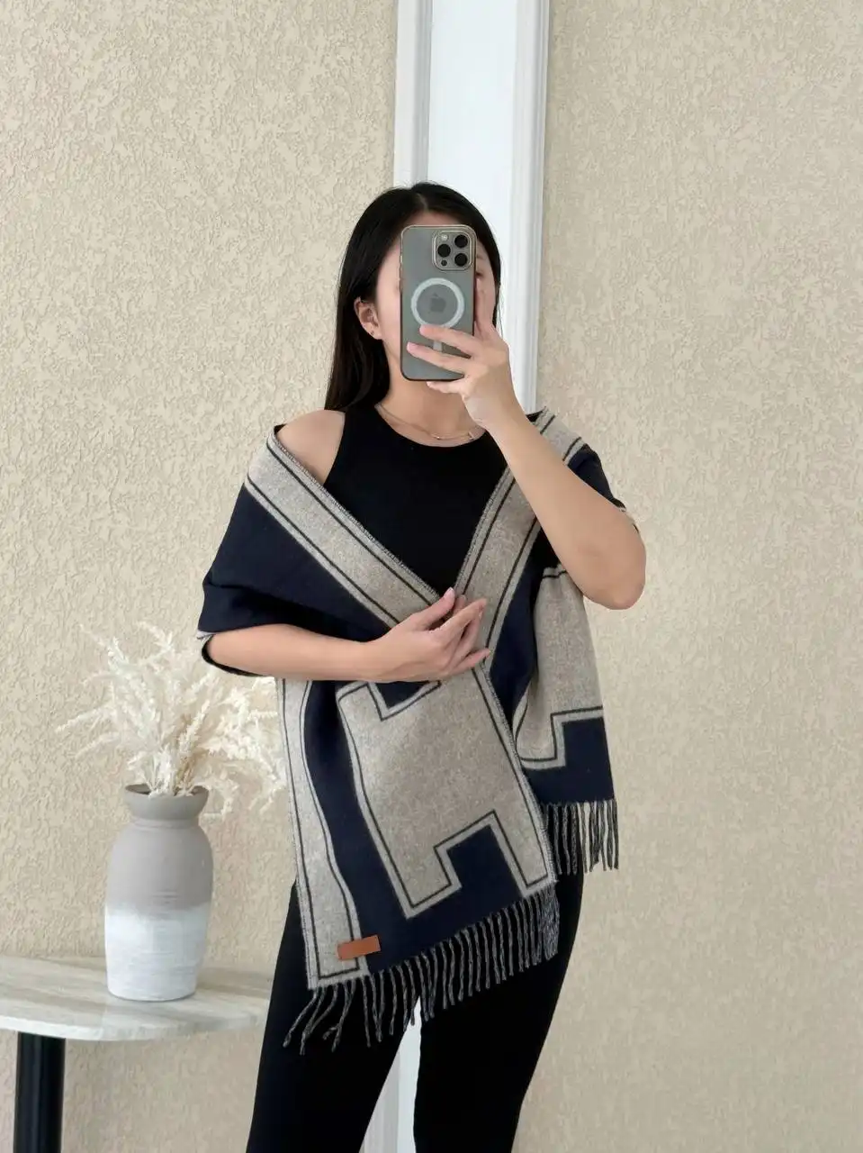 Hermes Scarf Clefs De H Bleu Marine / Beige Chine - photo 3