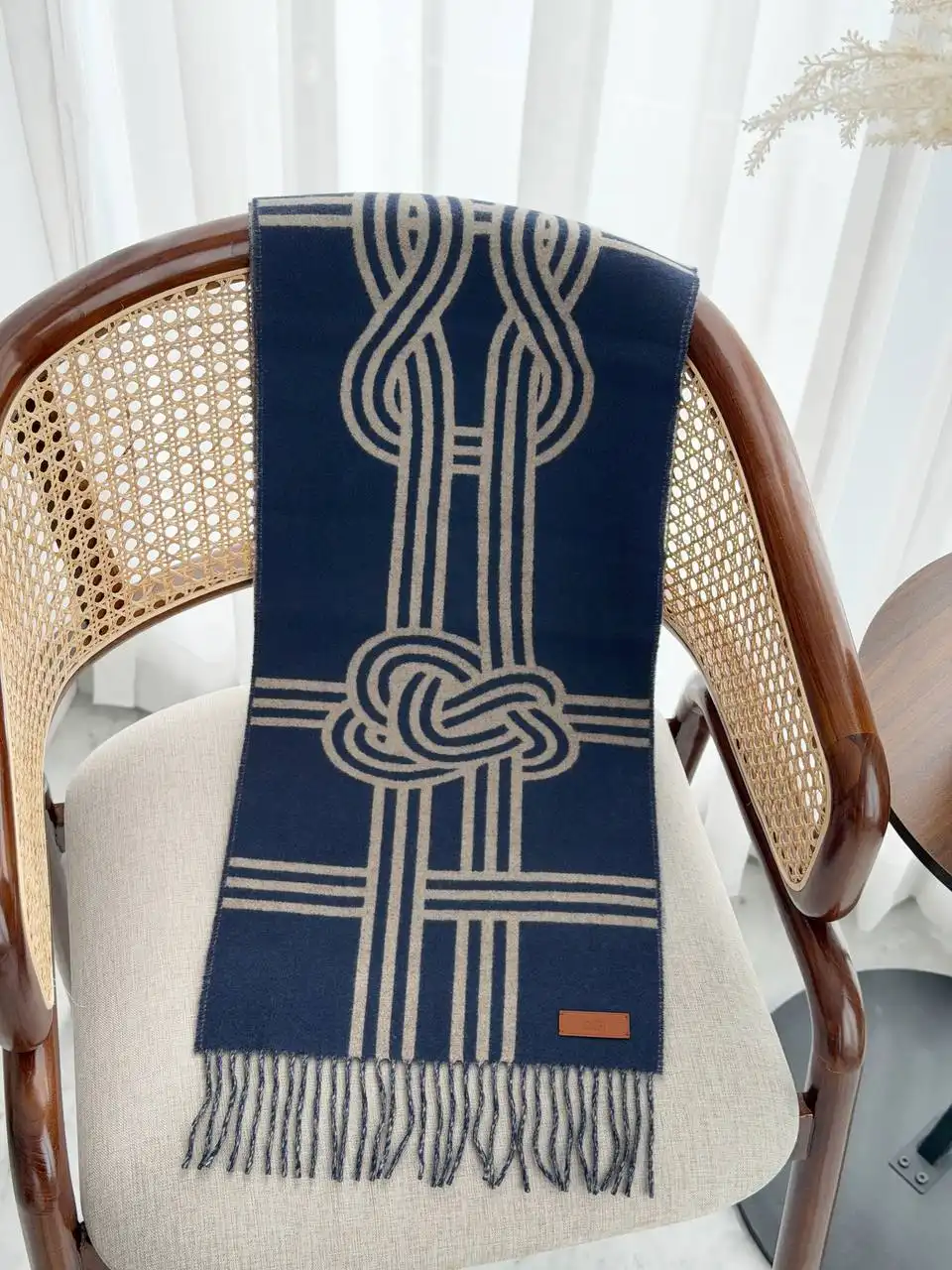 Hermes Hermes Petite Casaque Noeuds Marins Scarf Bleu Transat / Beige Chine