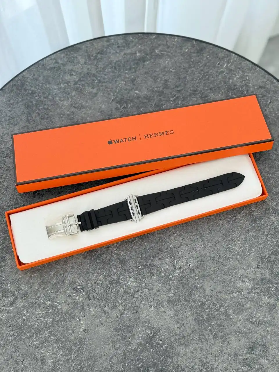 Hermes Hermes Band Apple Watch Single Tour 46 mm Deployment Buckle Kilim Noir