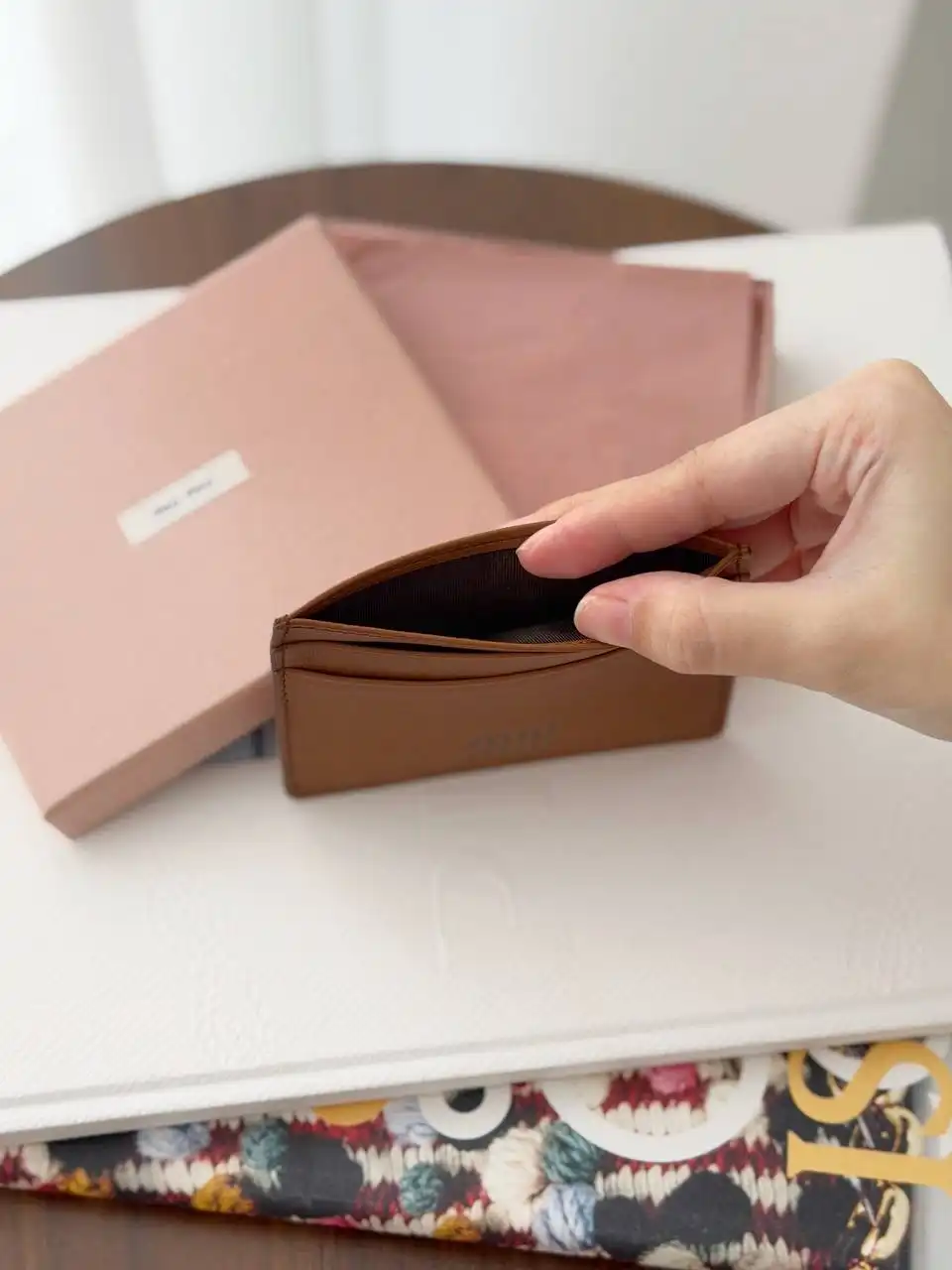 Miu Miu Card Holder Wallet Calf Cognac Brown Logo - photo 3