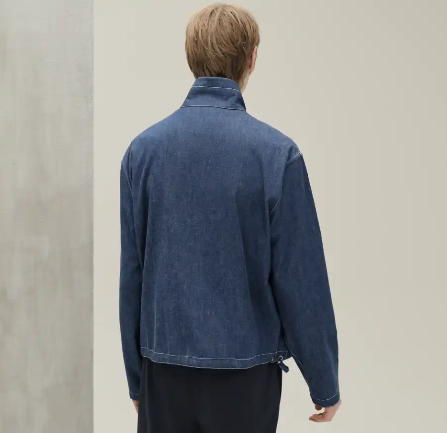 Hermes Zipped Denim Jacket Shirt Indigo Lave - photo 3