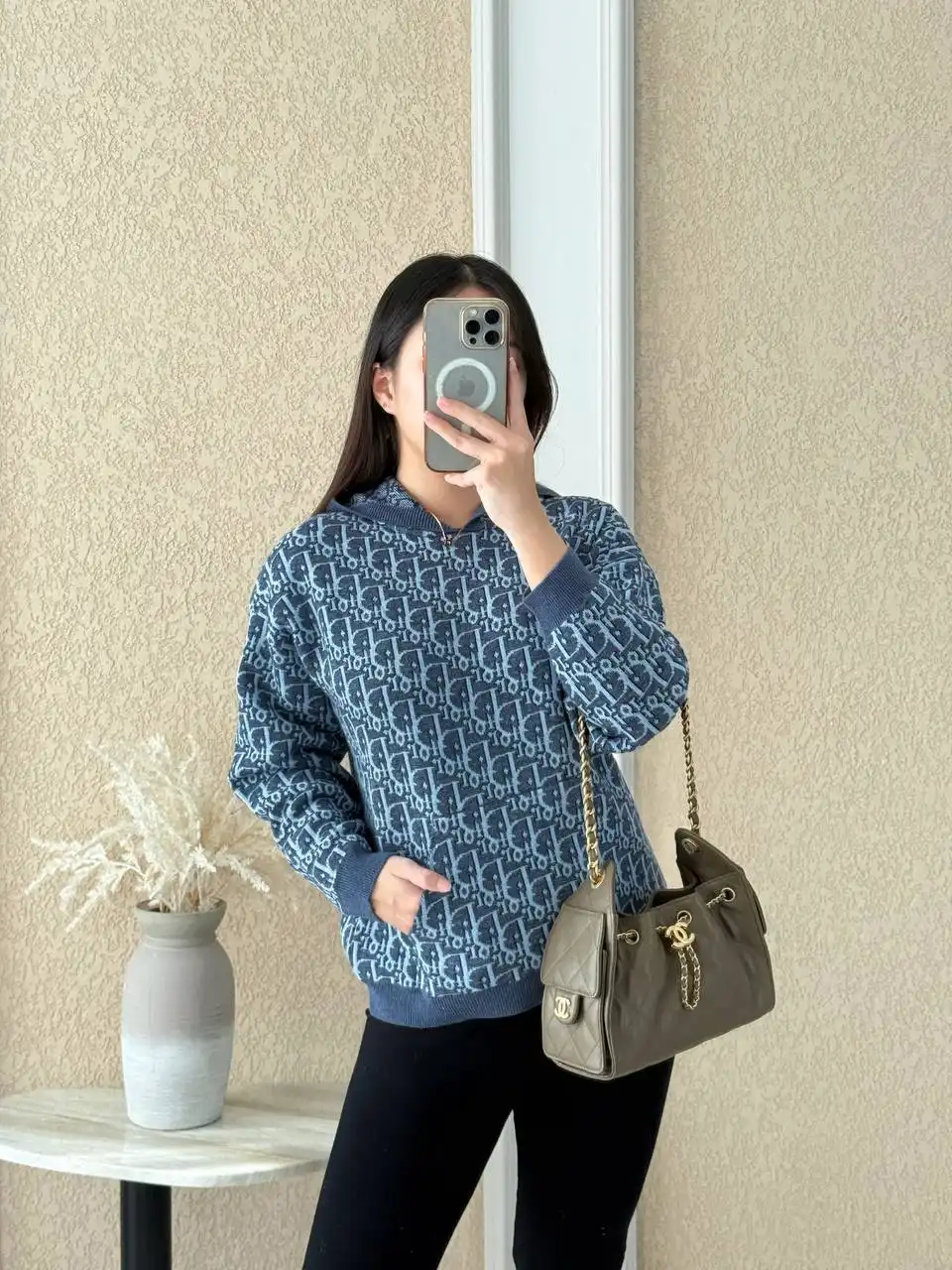 Dior Hooded Sweatshirt Blue Dior Oblique Cotton Knit Jacquard - photo 3