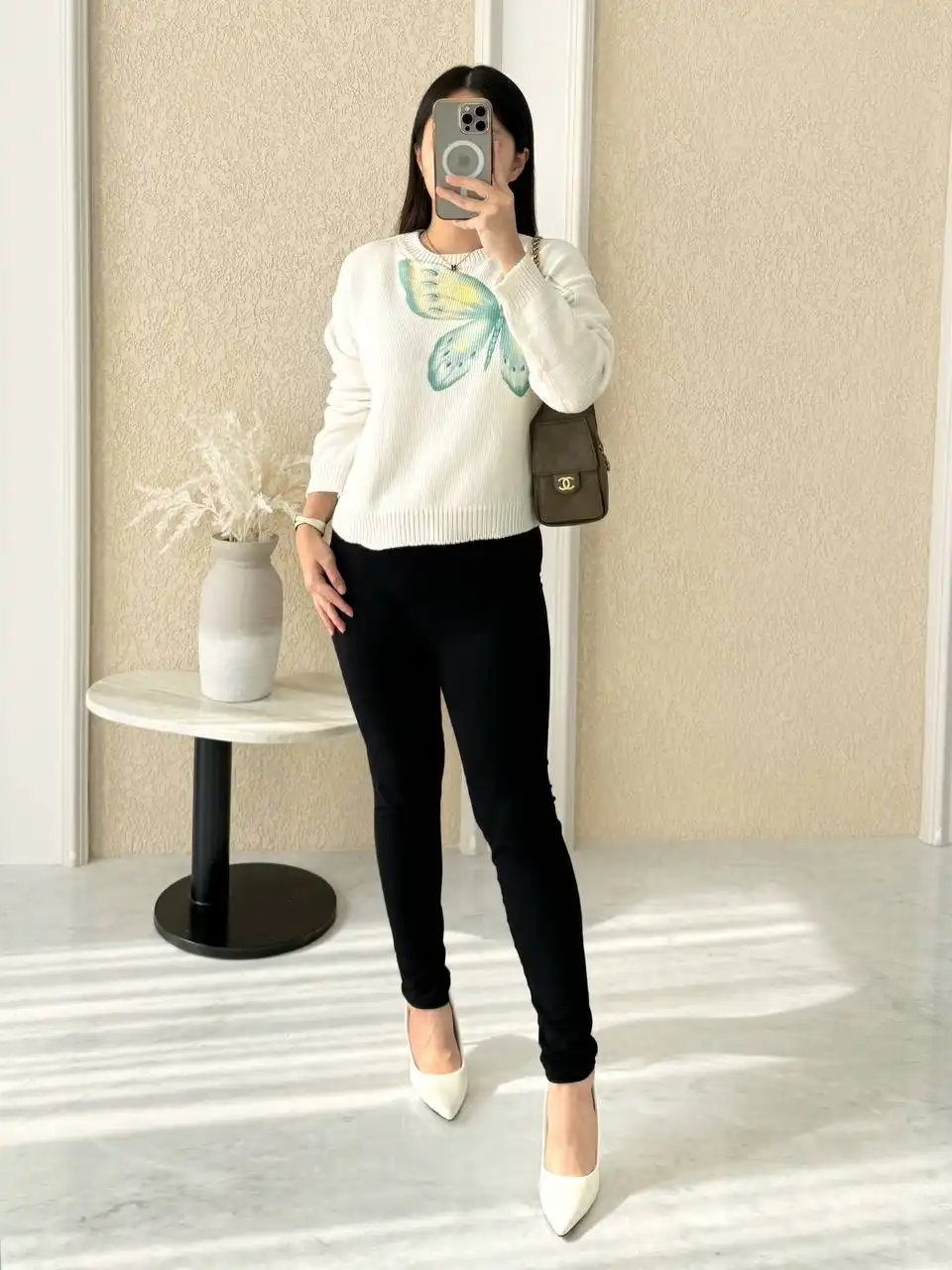 DIOR Dior Sweater Ivory Cotton and Cashmere Knit Butterfly