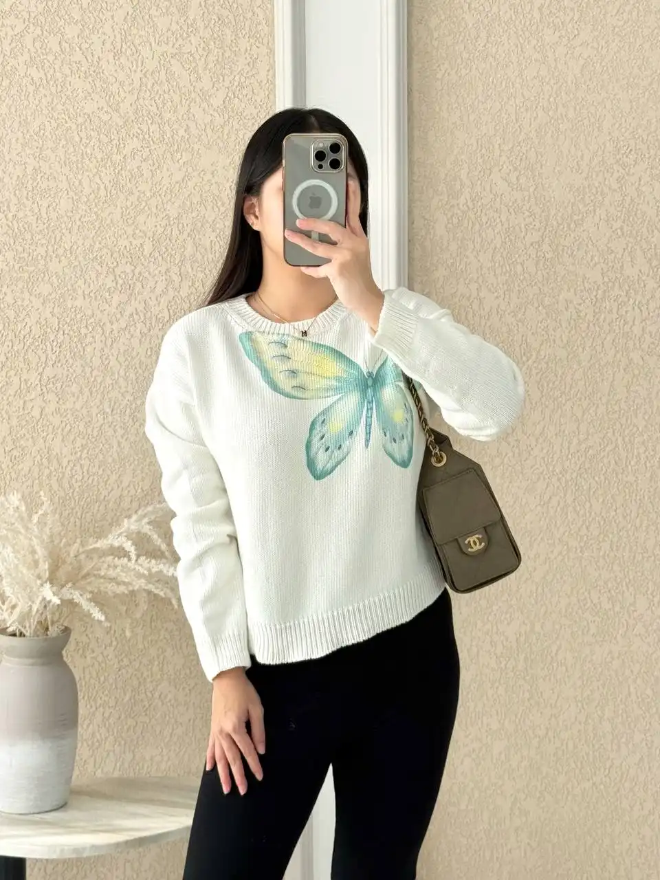 Dior Sweater Ivory Cotton and Cashmere Knit Butterfly - photo 3