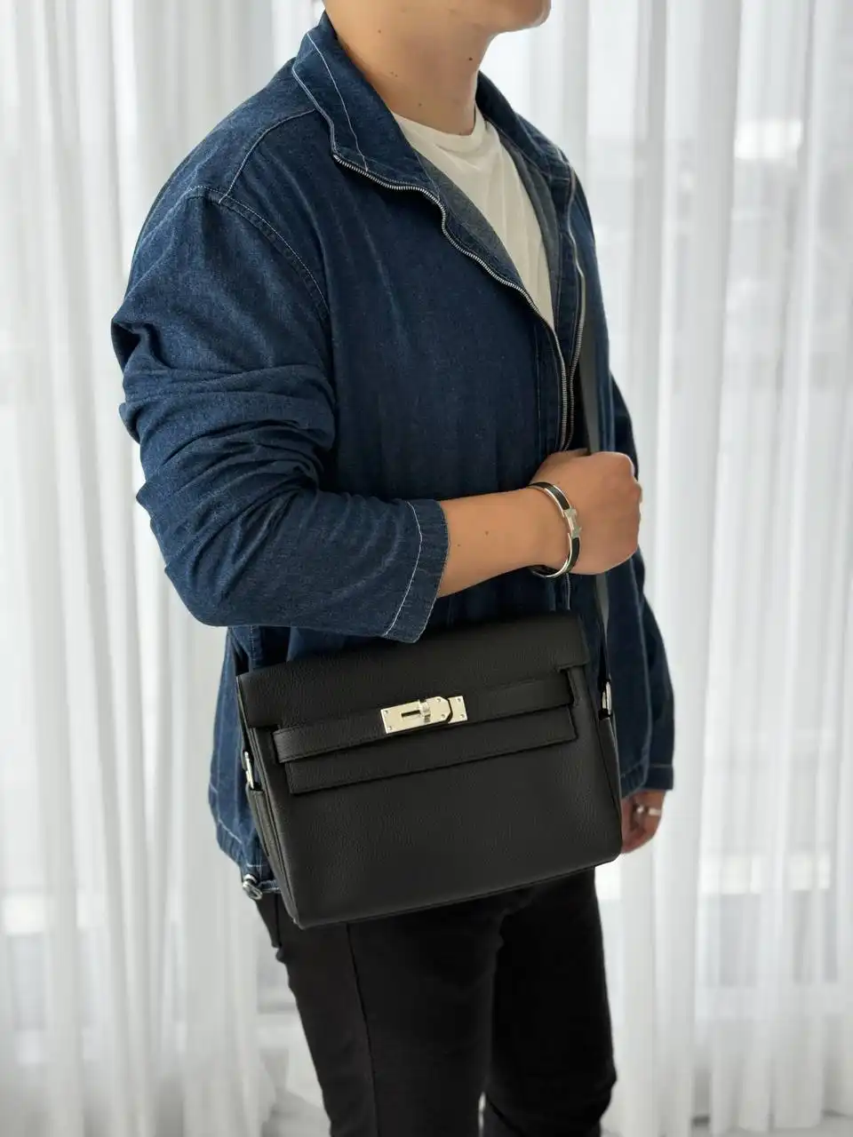 Hermes Kelly Messenger Togo Black PHW - photo 3