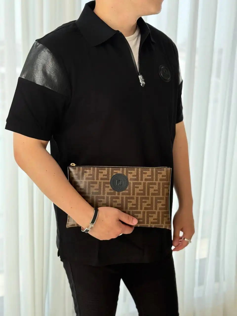 Fendi Fendi Tobacco Zucca Coated Canvas FFreedom Pouch Fendi