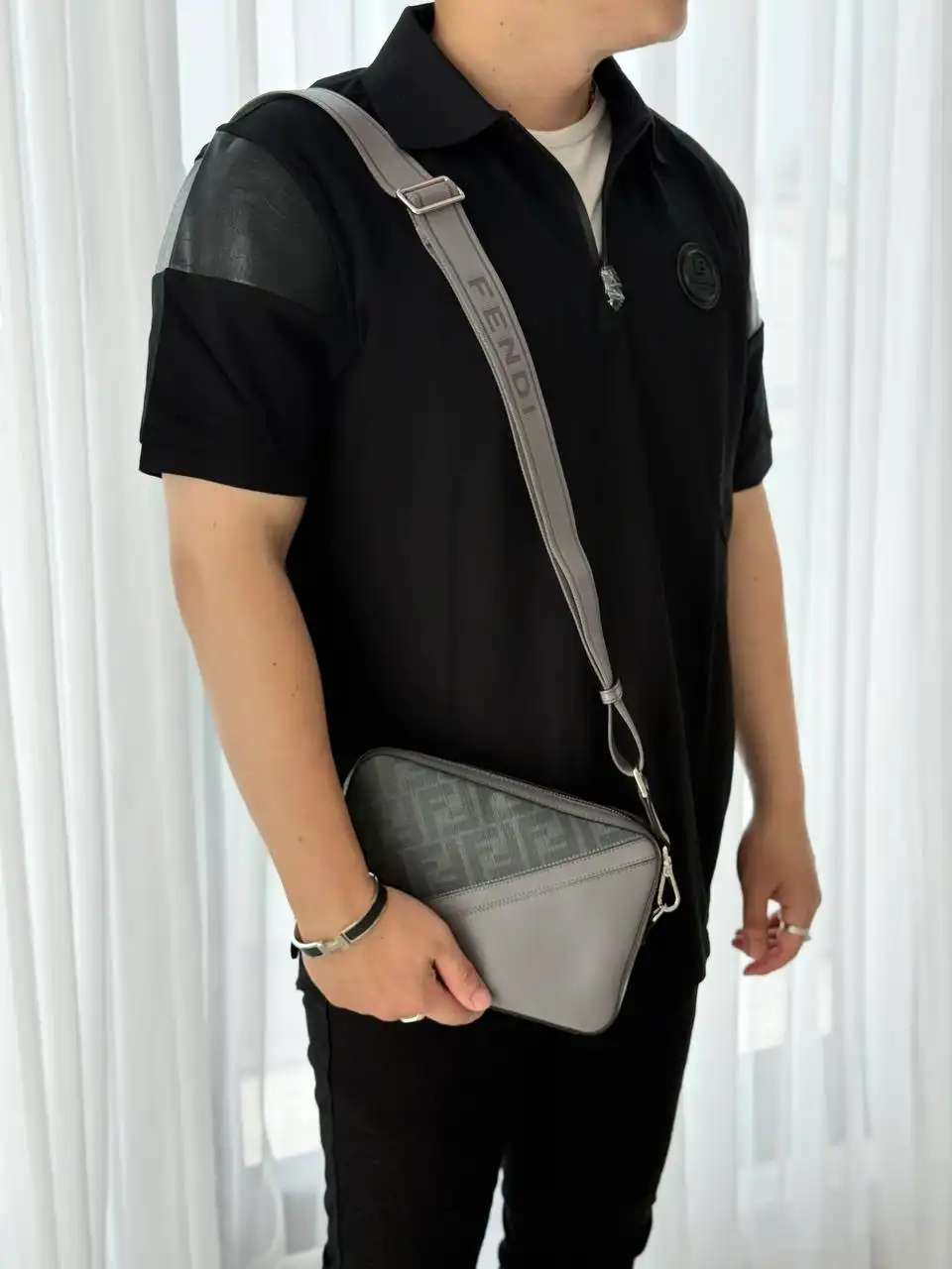 Fendi Diagonal FF Jacquard Camera Case Bag Grey - photo 3