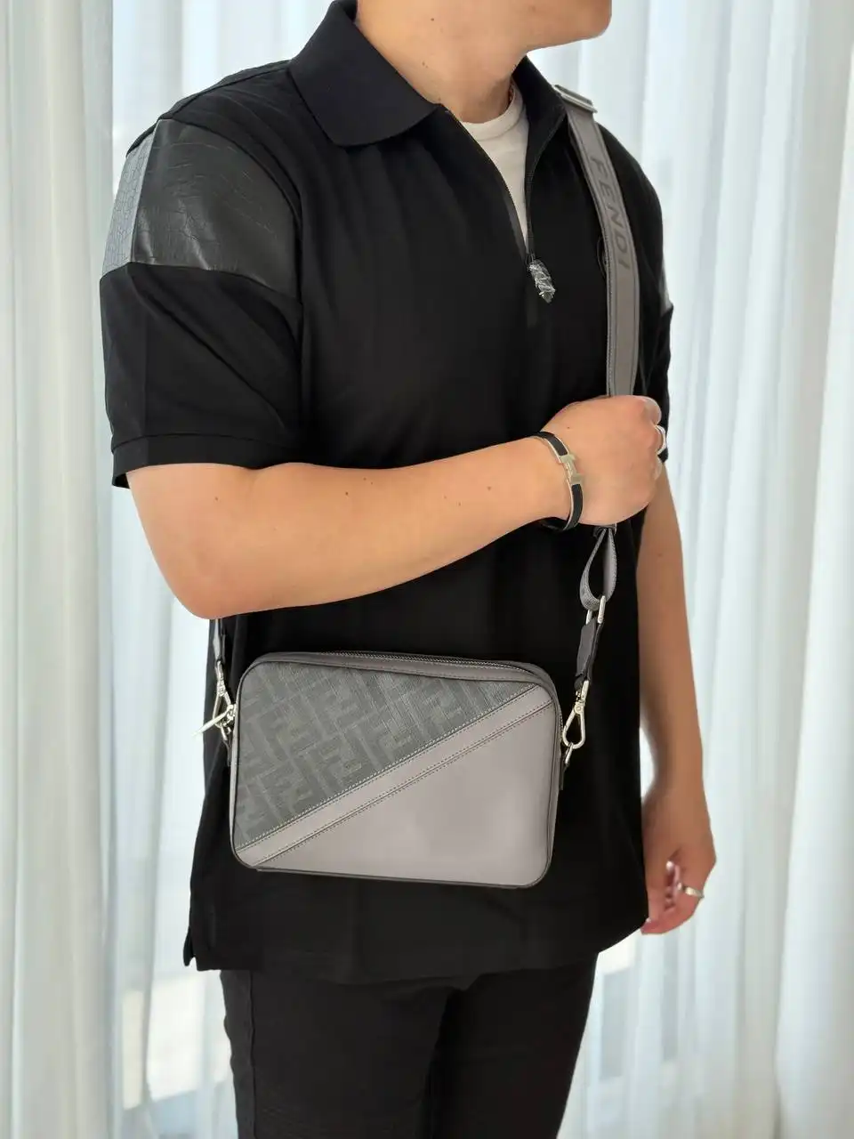 Fendi Diagonal FF Jacquard Camera Case Bag Grey - photo 4