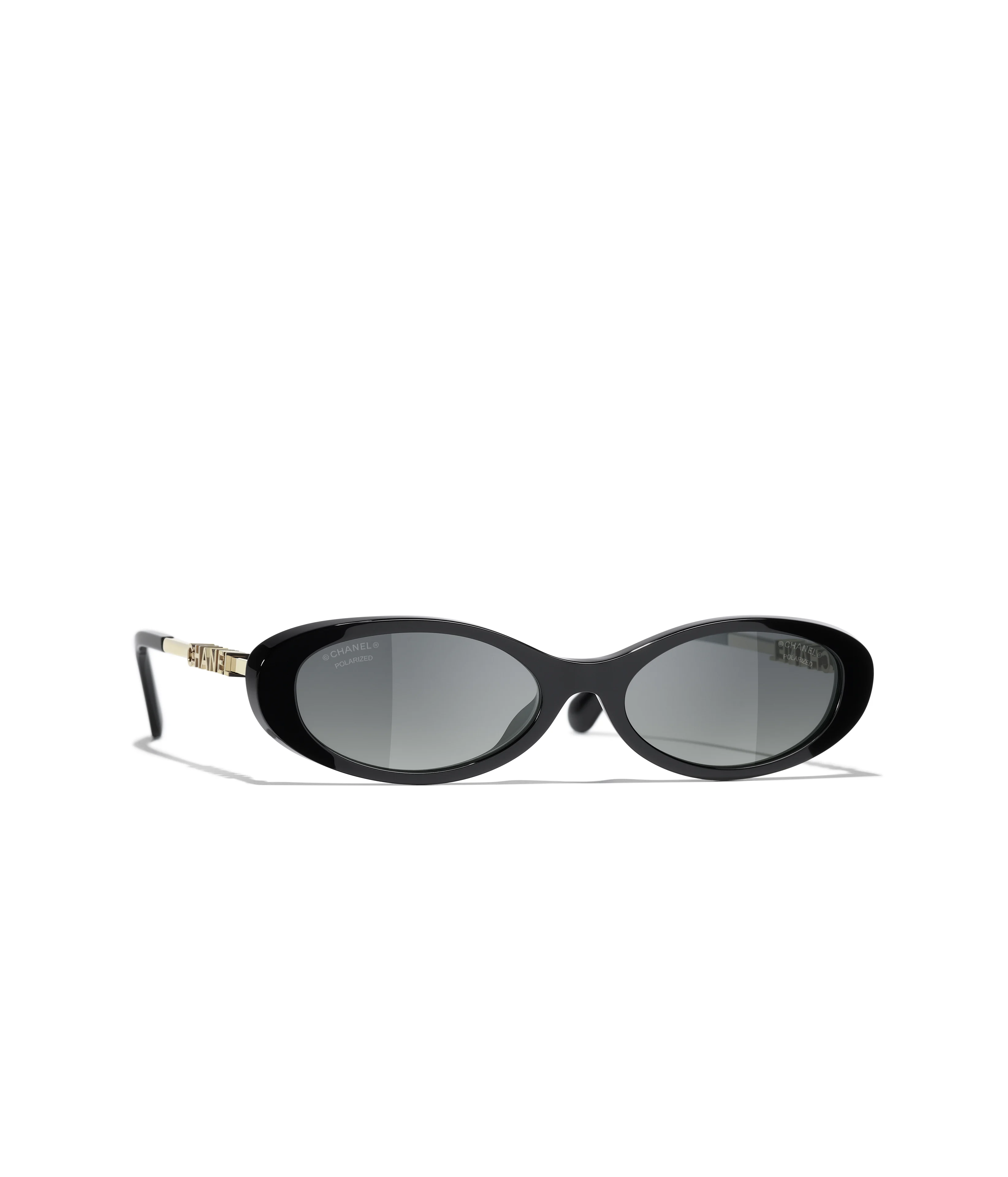 Chanel Oval Sunglasses Frame Acetate & Metal Black with Lenses Grey - photo 3