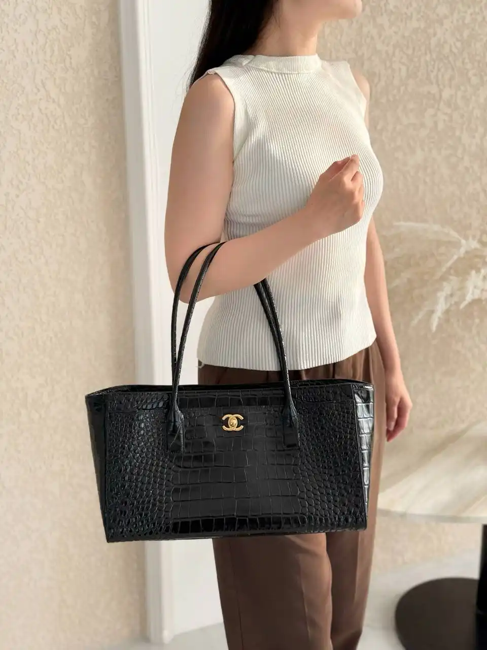 Chanel Executive Tote Regular Croco Black GHW - photo 4