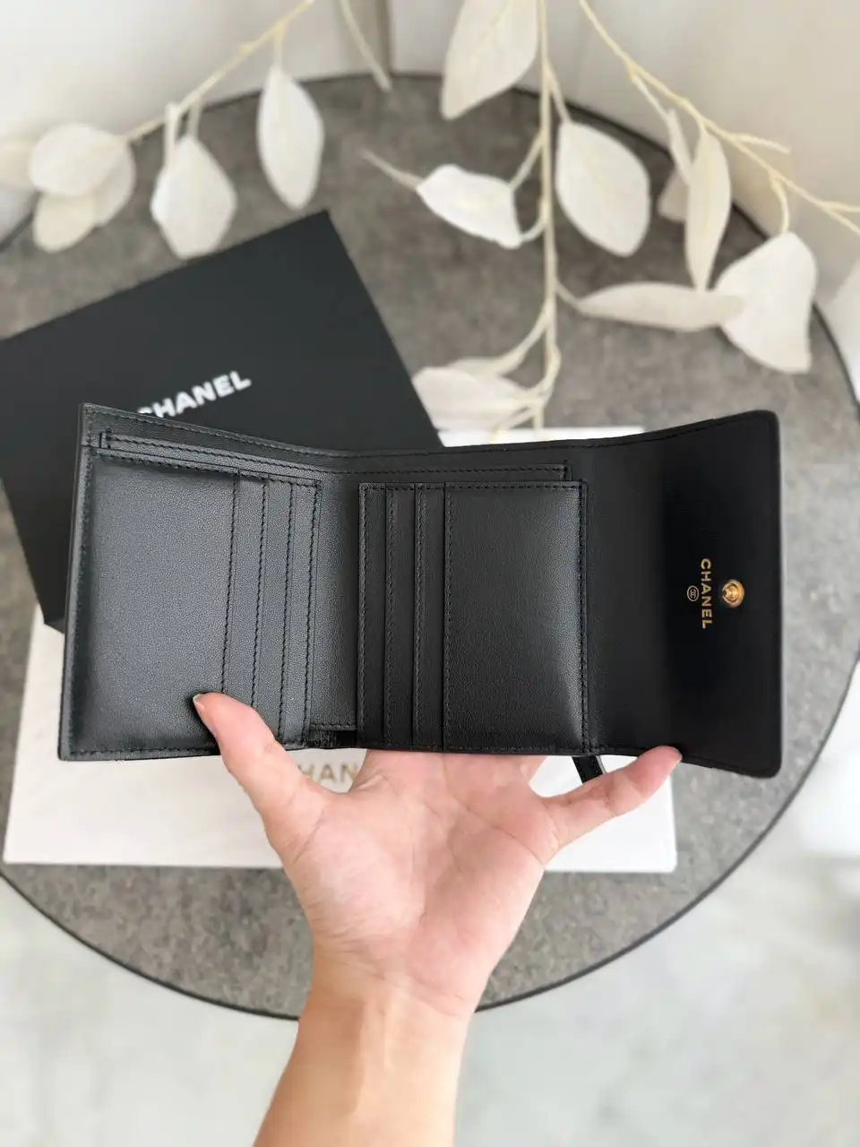 Chanel Small Wallet Trifold Croco Black GHW - photo 3