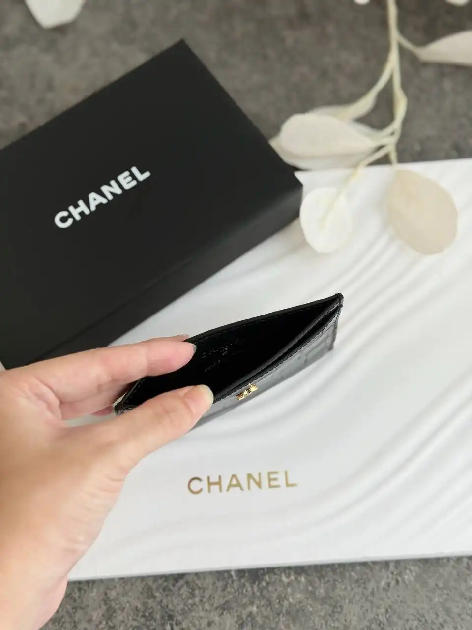 Chanel Card Holder Classic Croco Black GHW - photo 3