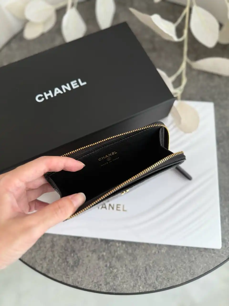 Chanel Classic Zipped Card Wallet Croco Black GHW - photo 3