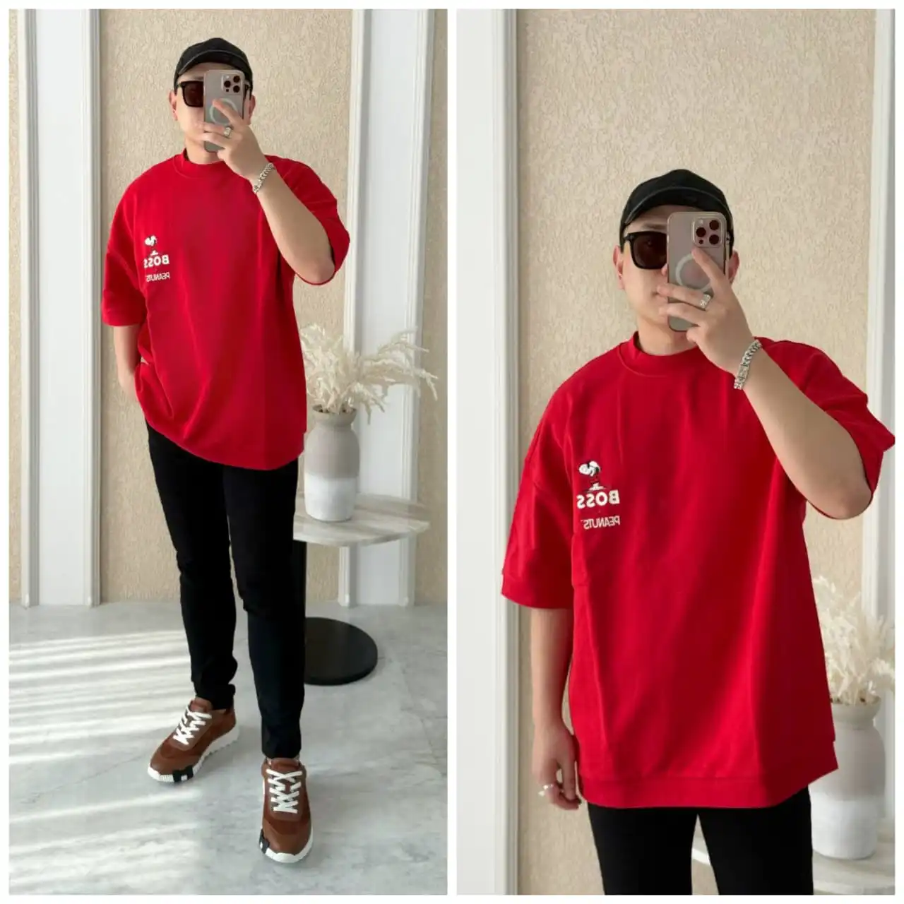 Hugo Boss Oversize Short Sweatshirt Snoopy Red - photo 3