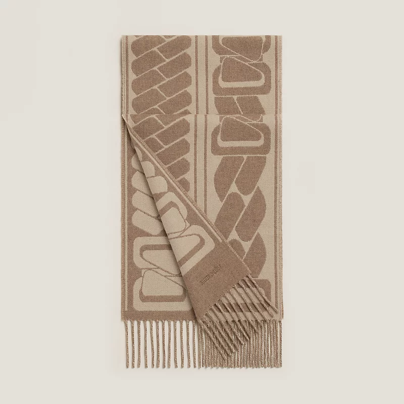 Hermes Hermes Clic Cest Noue Scarf Marron Glace / Craie