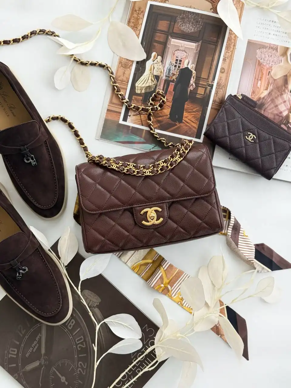 Chanel Small FlapBag With Handle Dark Chocolate Caviar GHW - photo 3