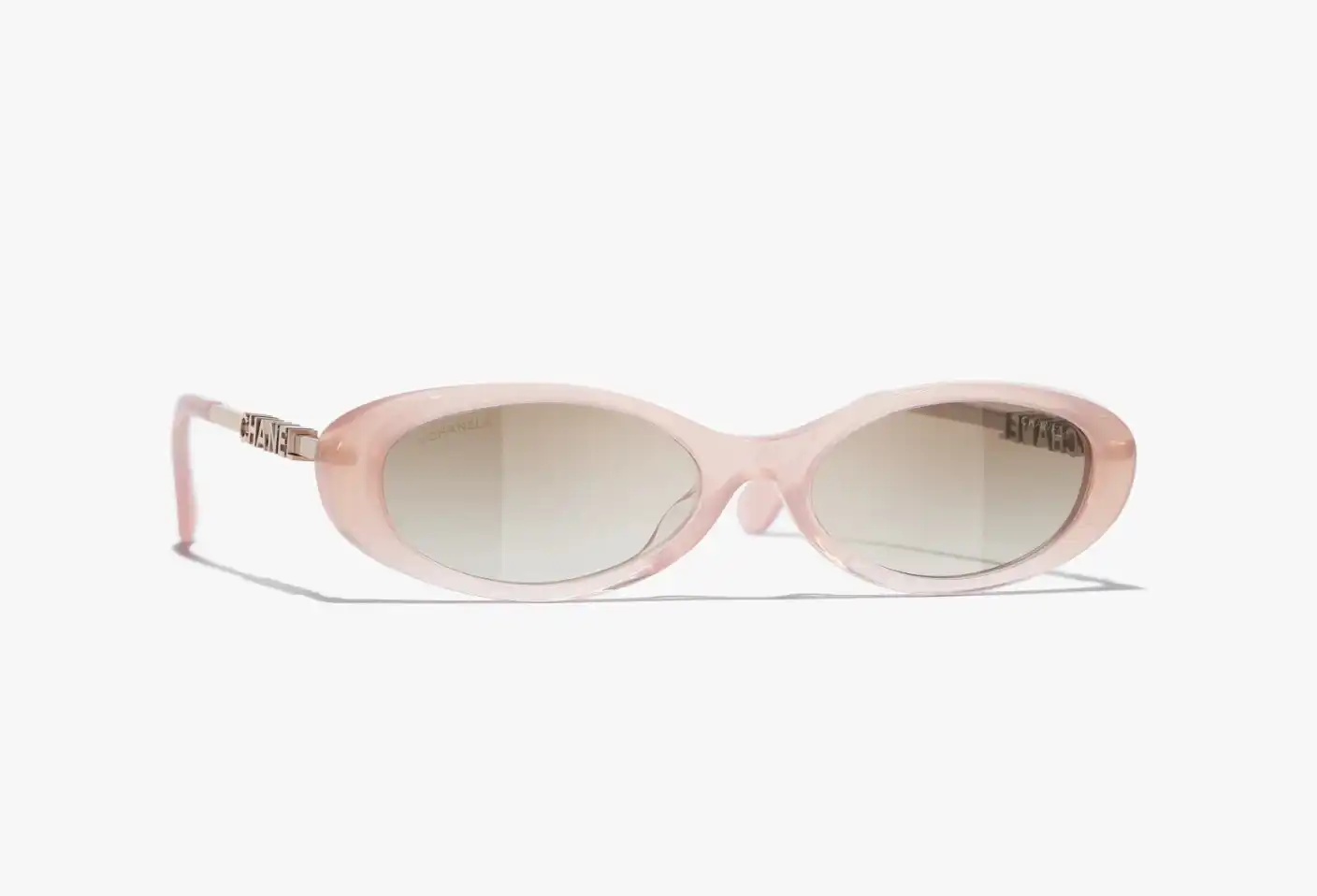 Chanel Oval Sunglasses Frame Acetate & Metal Pink Lenses Beige - photo 3