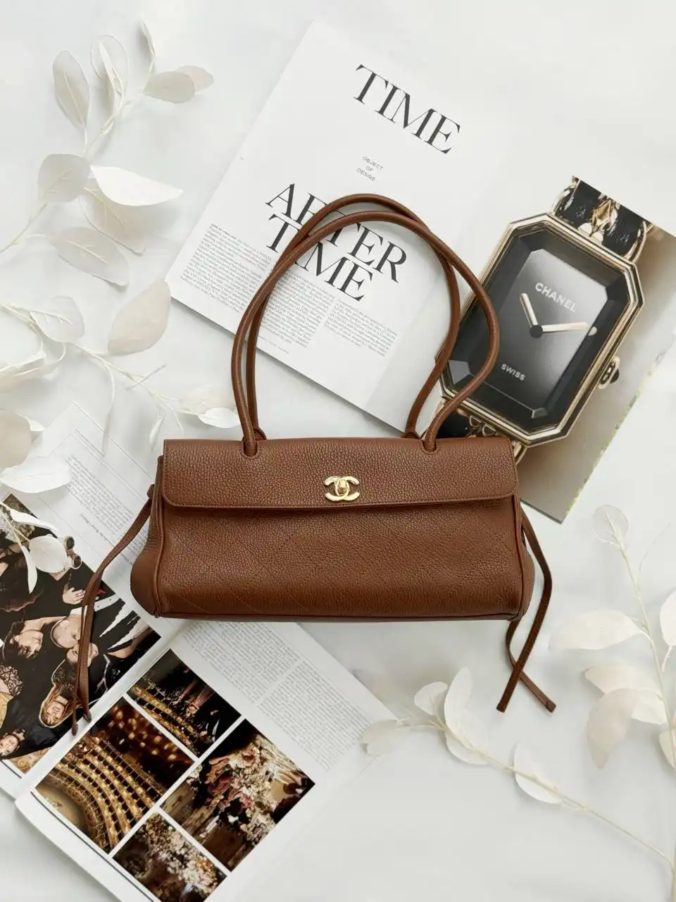 CHANEL Chanel Baguette East West Tote Bag Small Caramel GHW