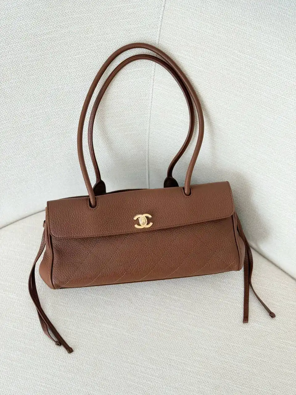 CHANEL Chanel Baguette East West Tote Bag Small Caramel GHW