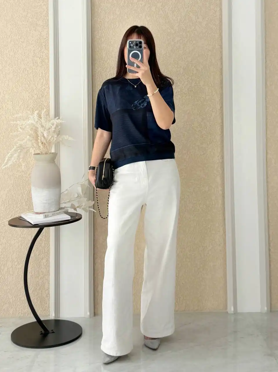 Hermes top Coloriages de Jour Short-Sleeve Twillaine Sweater Bleu Encre - photo 3